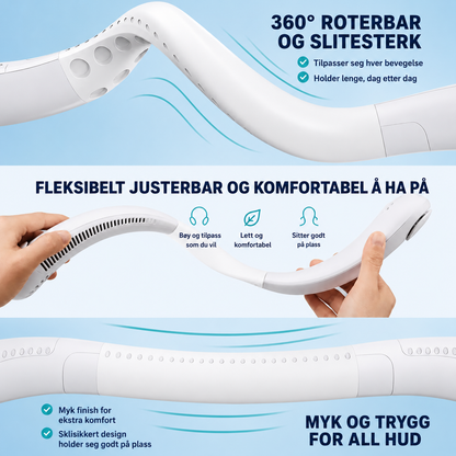 KjølFlex™ - Bærbar, oppladbar nakkevifte for umiddelbar avkjøling!