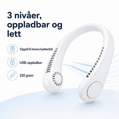 KjølFlex™ - Bærbar, oppladbar nakkevifte for umiddelbar avkjøling!