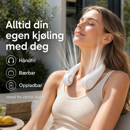 KjølFlex™ - Bærbar, oppladbar nakkevifte for umiddelbar avkjøling!