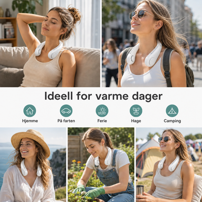 KjølFlex™ - Bærbar, oppladbar nakkevifte for umiddelbar avkjøling!