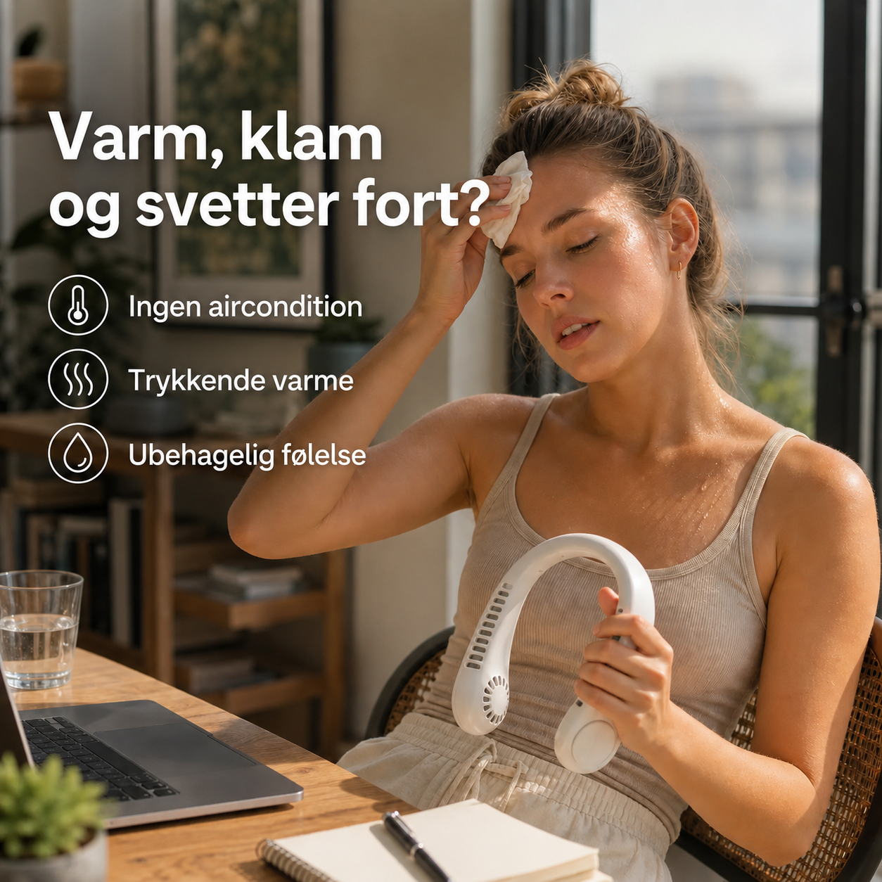 KjølFlex™ - Bærbar, oppladbar nakkevifte for umiddelbar avkjøling!